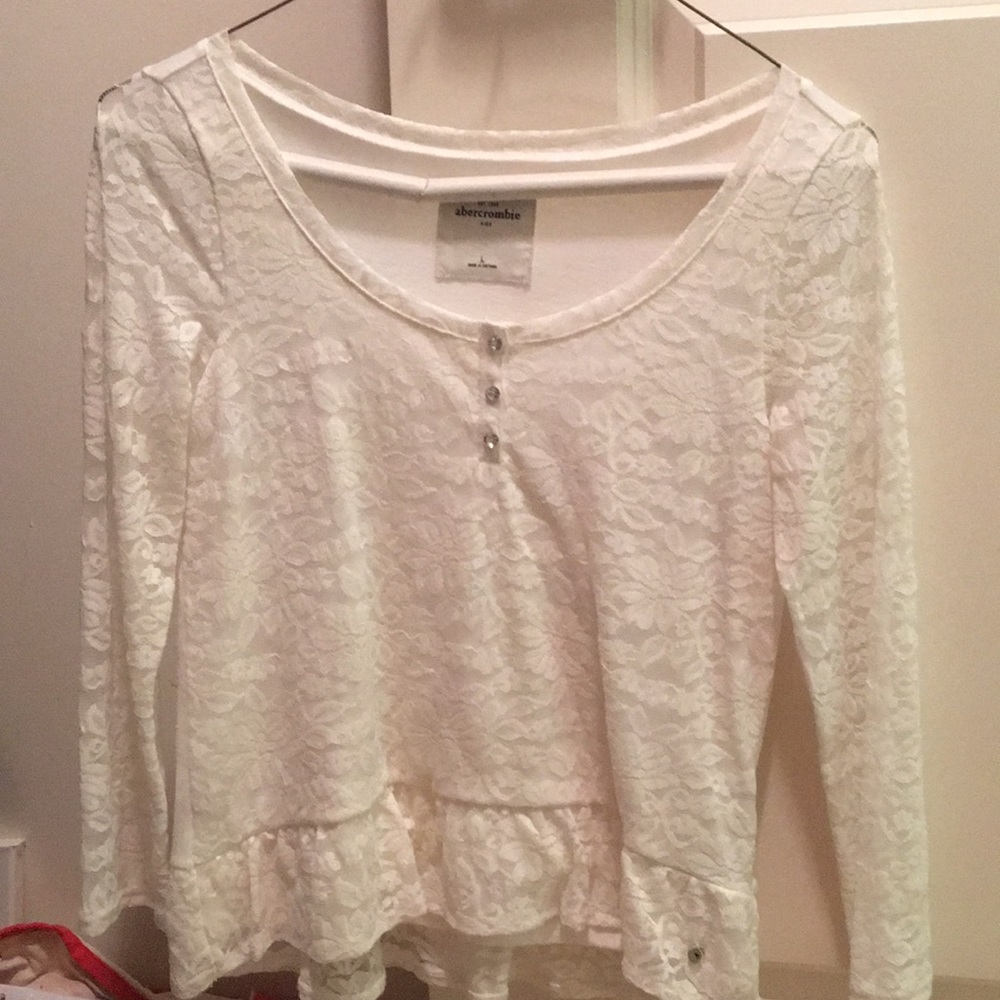 Abercrombie Kids Lace 3/4 Length Sleeve Top